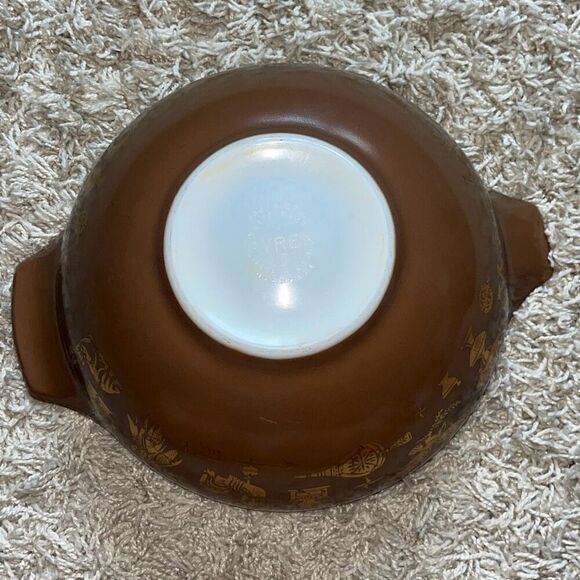 Pyrex Early Americana Cinderella 4 Qt Casserole Mixing Bowl Brown Americana 444 - Picture 4 of 16